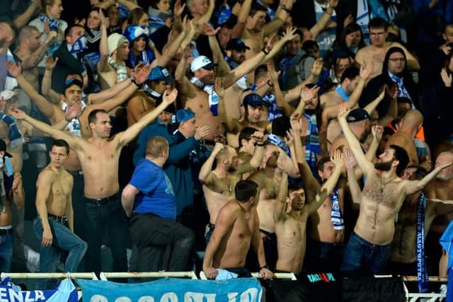Zenit supporters pictured during their side's Europa League clash with Real Sociedad. Picture: AFP/Getty
