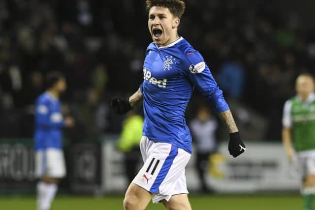 Rangers' Josh Windass celebrates at full-time after his side's 2-1 win at Easter Road. Picture: Craig Foy/SNS