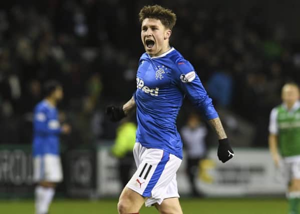 Rangers' Josh Windass celebrates at full-time after his side's 2-1 win at Easter Road. Picture: Craig Foy/SNS