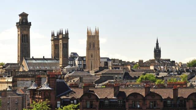 Glasgow Skyline looking toowards West end. Trinity towers. Glasgow University. Picture Robert Perry Scotland on Sunday 18th July 2013