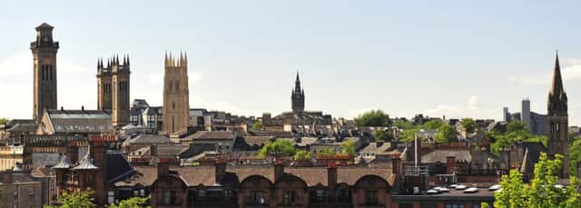 Glasgow Skyline looking toowards West end. Trinity towers. Glasgow University. Picture Robert Perry Scotland on Sunday 18th July 2013