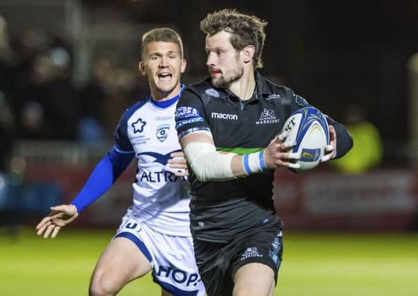 Glasgow Warriors' Peter Horne, right, in action. Picture: Gary Hutchison/SNS/SRU