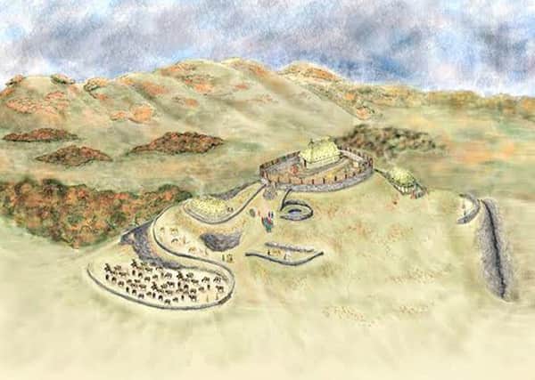A recreation of the royal stronghold of Rheged at  Dumfries and Galloway. PIC GUARD Archaeology.