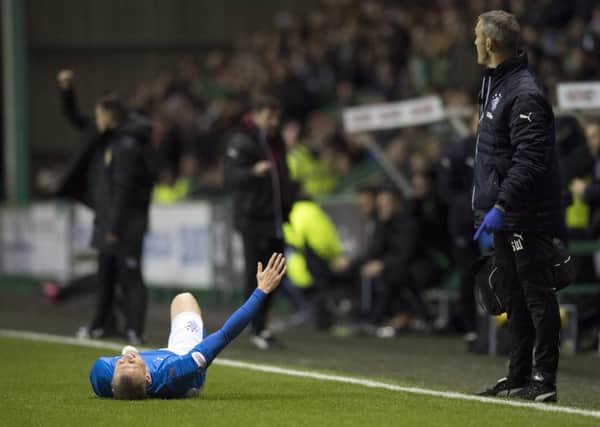 Rangers' injury problems are mounting after Kenny Miller went off with an injury during the Hibs game. Picture: SNS