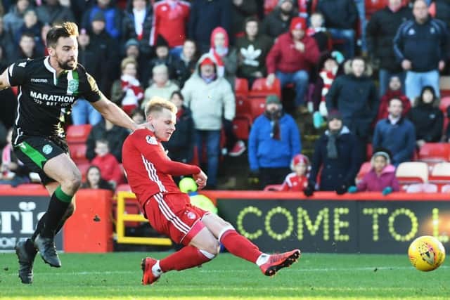 Aberdeen's Gary Mackay-Steven netted a hat-trick in a thrasing of Hibs. Picture: SNS/Sammy Turner