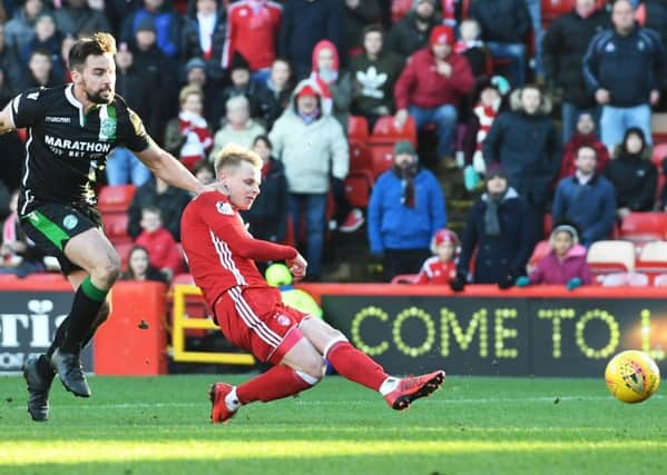 Aberdeen's Gary Mackay-Steven netted a hat-trick in a thrasing of Hibs. Picture: SNS/Sammy Turner