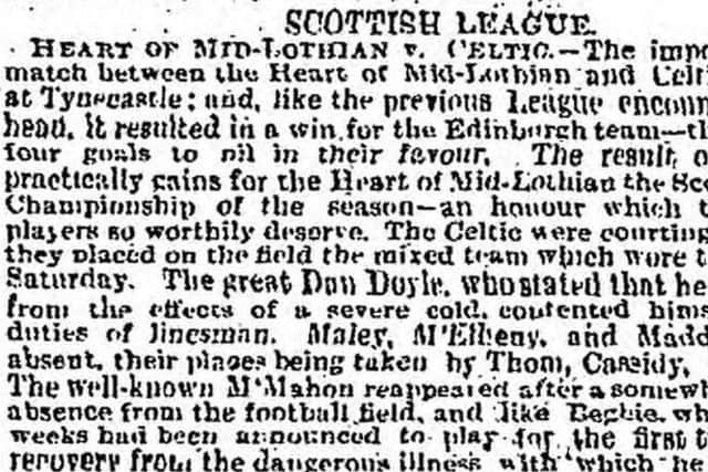 An excerpt of the 1895 match report. Picture: TSPL