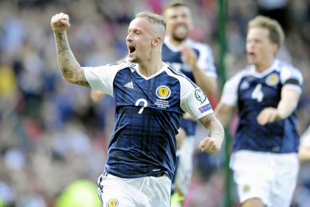 Leigh Griffiths scored a stunning free kick double for Scotland against England, taking the Scots close to a famous victory. Picture: Michael Gillen