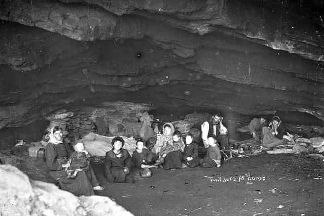 The dwellers of Tinker's Cave near Wick at the end of the 19th Century. A total of 24 men, women and children called it home. PIC: The Johnston Collection/The Wick Society.