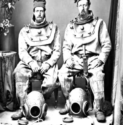 Deep sea drivers Charles Swanson and Robert Bain who worked on the ill-fated Stevenson breakwater at Wick which was never completed due to storm damage. PIC: The Johnston Collection/The Wick Society.