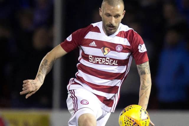 Ioannis Skondras in action for Hamilton. The Greek defender faces a ban of up to 16 games for his part in a melee. Picture: PA