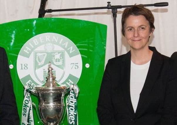 Hibs chief executive Leeann Dempster with the Championship trophy. Picture: Ian Georgeson