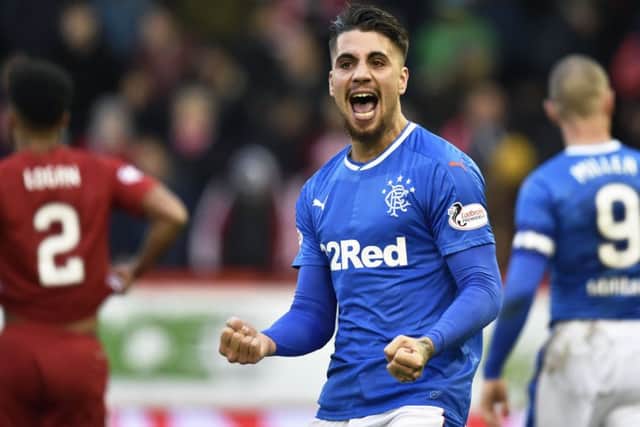 Fabio Cardoso celebrates after Rangers beat Aberdeen 2-1 at Pittodrie - but is the Portuguese defender on his way out of Ibrox? Picture: SNS Group