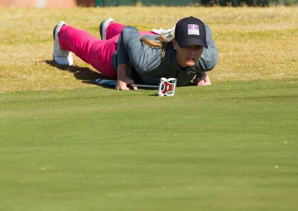 Vikki Laing lines up a putt during the final round at the LET Lalla Aicha Tour School in Morocco. Picture: Tristan Jones/LET