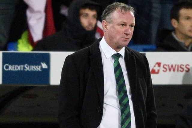Michael O'Neill looks on from the technical area during Northern Ireland's match with Switzerland in the World Cup play-offs. Picture: Getty Images