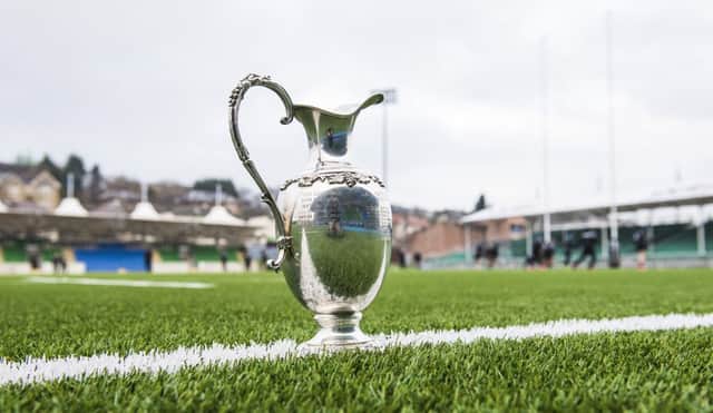 The 1872 Cup is seen ahead of the first match between Edinburgh and Glasgow. Picture: SNS Group