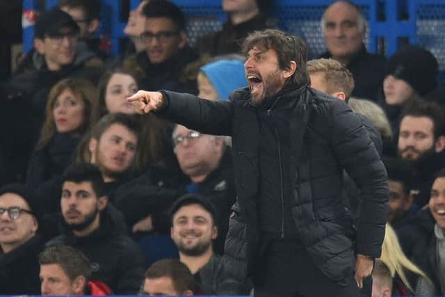 Antonio Conte gestures during the League Cup quarter-final match between Chelsea and Bournemouth. Picture: AFP