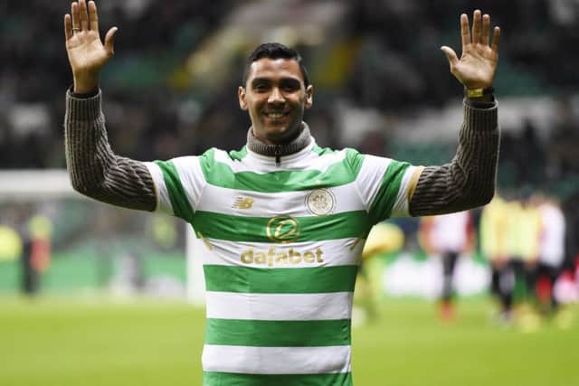 Celtic parade new signing Marvin Compper at half time during the match with Partick Thistle. Picture: PA