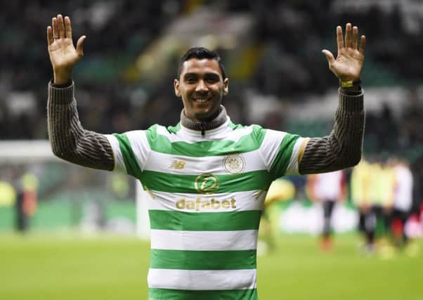Celtic parade new signing Marvin Compper at half time during the match with Partick Thistle. Picture: PA