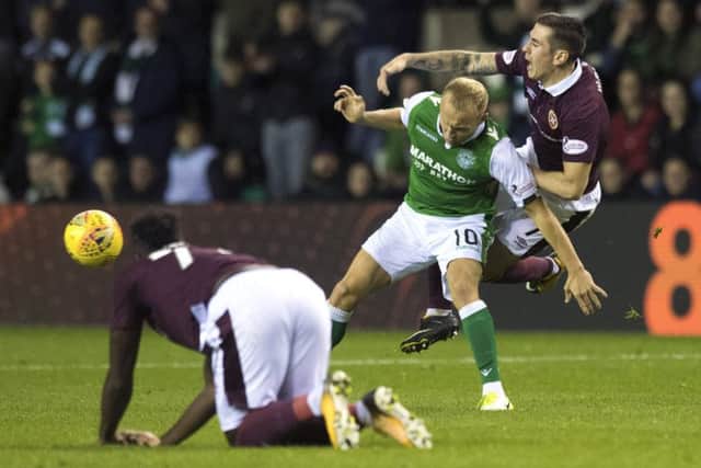 Hibs have had an advantage in recent derbies but Hearts destruction of the Invincibles changes the dynamic.  Photograph: SNS