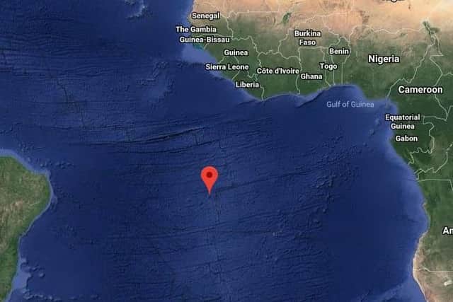 Ascension island is 1,000 miles from the coast of Africa in the Atlantic Ocean. Picture: Google