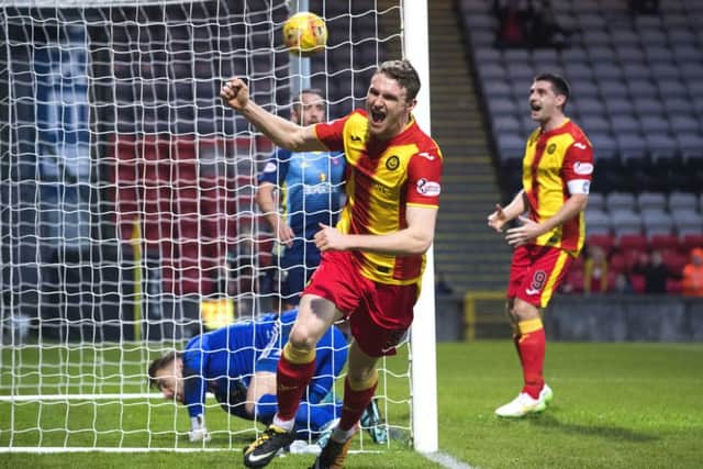 Partick Thistles's Niall Keown celebrates his goal. Picture: SNS