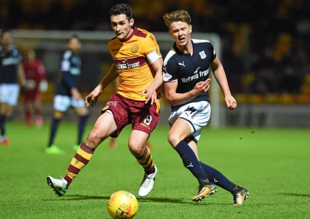 Dundees Mark OHara, right, challenges Carl McHugh of Motherwell at Fir Park on Saturday. Picture: Paul Devlin/SNS