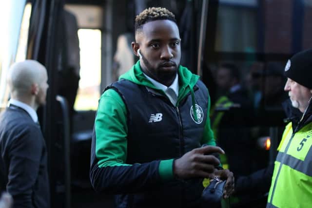 Moussa Dembele arrives at Dens Park - but the striker will start on the bench. Picture: Getty Images