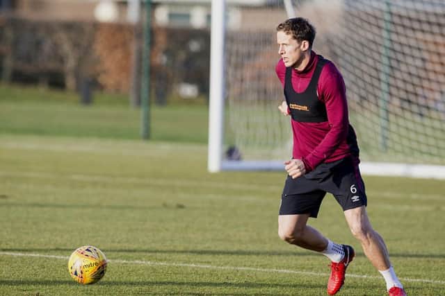 Hearts captain Christophe Berra at training. Picture: Bruce White/SNS