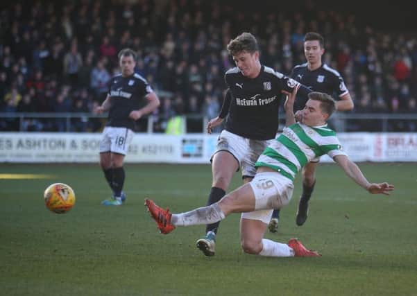 James Forrest has a shot on goal. Picture: PA