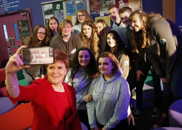 Nicola Sturgeon helps to launch 2018 Year of Young People with youths in Dumfries.