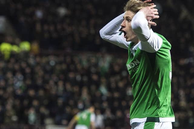 Oli Shaw sees his celebrations curtailed as the linesman rules his shot not to have crossed the line. Picture: SNS Group