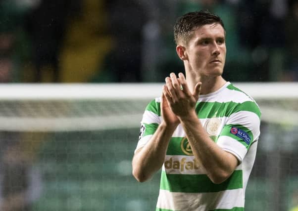 Anthony Ralston applauds the Celtic fans at the end of the Champions League match against PSG in September. Picture: SNS Group