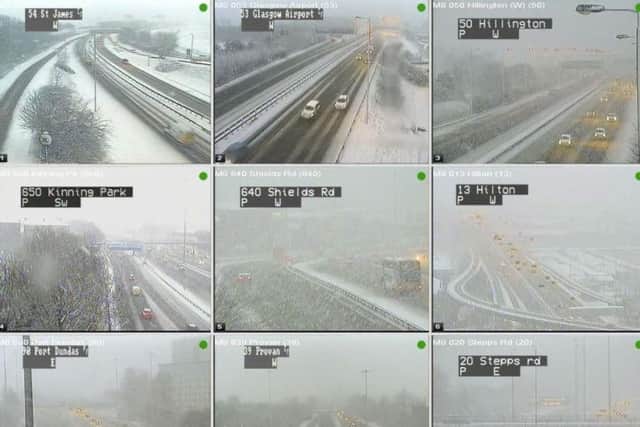 The M8 is under heavy snowfall. Picture: Traffic Scotland