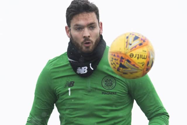 Celtic goalie Craig Gordon trains in the snow. Picture: Craig Foy/SNS
