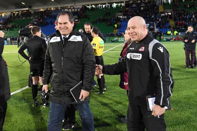 Glasgow Warriors head coach Dave Rennie, left, with Edinburgh counterpart Richard Cockerill. Picture: Gary Hutchison/SNS/SRU