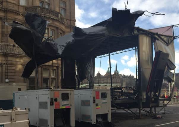Damage caused to the stage on Princes Street