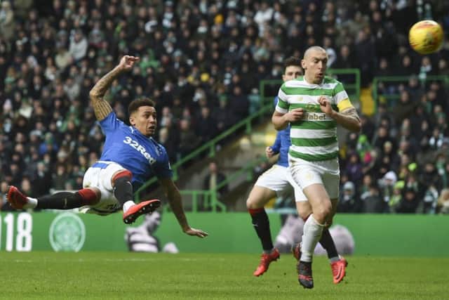 James Tavernier's acrobatic volley was brilliantly saved by Craig Gordon. Picture: SNS