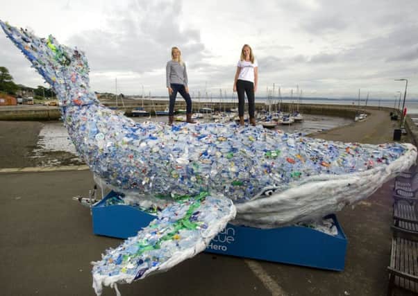 A whale made of plastic lies stranded on Musselburgh beach (Picture: Ian Rutherford)