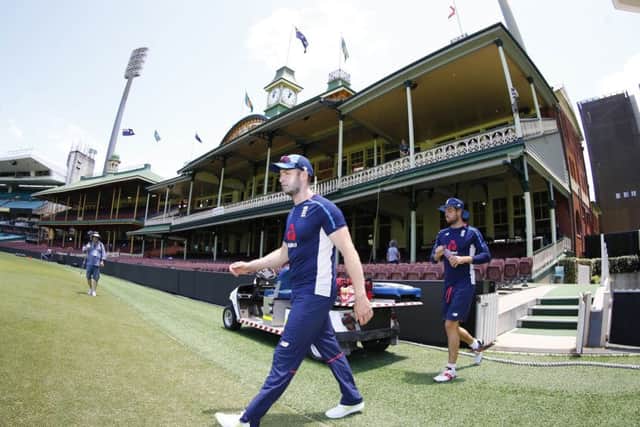 England's Mark Stoneman walks onto the SCG during a nets session. Picture: Jason O'Brien/PA Wire