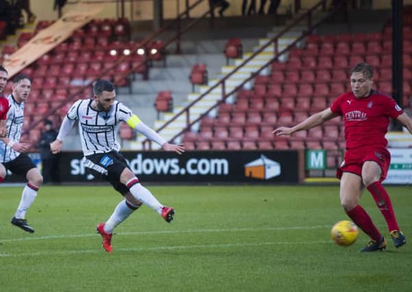 Dunfermline's Nicky Clark opens the scoring in the 2-0 win over Falkirk at East End Park. Picture: Bill Murray/SNS
