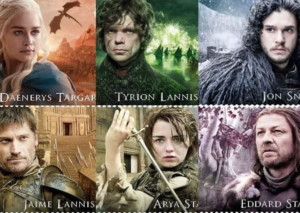 The collection of a sample of some of the Game of Thrones stamps.