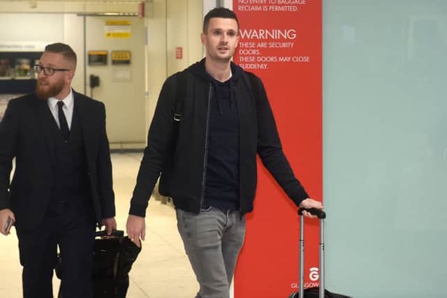 Rangers target Jamie Murphy arrives at Glasgow Airport. Picture: SNS