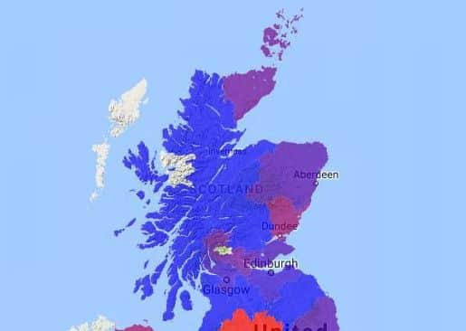 The map shows where Australain flu cases in Scotland have been reported. Picture: Flu Survey