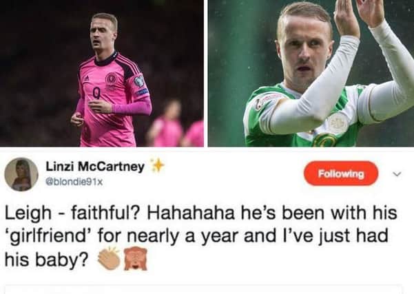 The ex-lover of Leigh Griffiths took to social media.