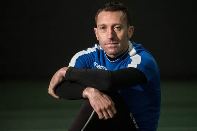 04/01/18 . HAMILTON. David Lloyd Centre. ML3 6BY.
Portrait of Stephen Dobbie for Saturday interview by Alan Pattullo.
Stephen Dobbie (born 5 December 1982) is a Scottish professional footballer who plays as a striker or attacking midfielder for Queen of the South in the Scottish Championship. Dobbie is currently in his second spell with the Dumfries club and is the current vice-captain.
Dobbie began his career in 2002 at Rangers followed by other generally unremarkable spells at Hibernian and St Johnstone. Dobbie's career was revived by a loan spell at Dumbarton in 2006. Dobbie then scored 54 goals in 98 appearances for Queen of the South in his first spell at Palmerston Park. Dobbie played in the club's first ever appearance in the Scottish Cup Final in 2008.
Dobbie moved to Swansea City in 2009. Dobbie was loaned to Blackpool and won promotion to the Premier League, winning the 2010 play-offs. Dobbie returned to Swansea City and won promotion to the Premier League, winning the 2011 play-offs. Dobbie was