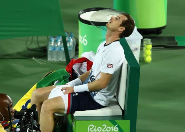 Andy Murray was left exhausted after beating Juan Martin Del Potro in a marathon gold-medal final at the 2016 Olympic Games in Rio. Picture: Julian Finney/Getty Images