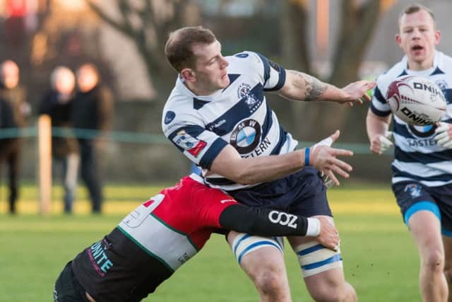 Heriot's player Michael Maltman was shown a red card close to half-time. Picture: Ian Georgeson