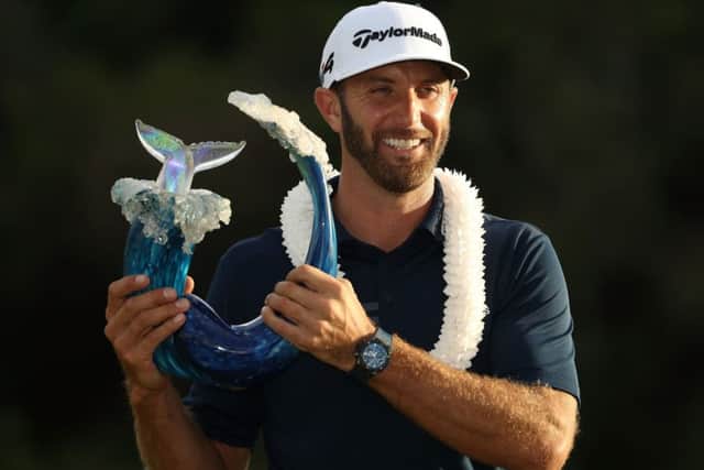 Dustin Johnson savours his eight-shot win in the Sentry Tournament of Champions in Hawaii. Picture: Getty Images