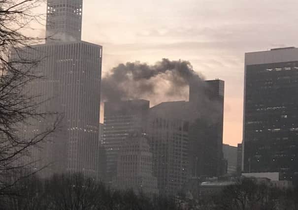 A blaze was reported on the top floor of the building at 7am local time